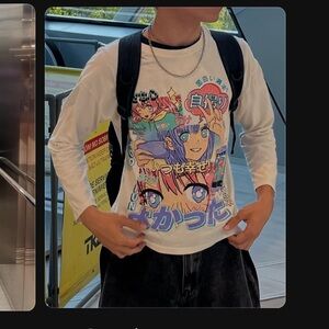Zara viral kids teens Anime Graphic long sleeve shirt Tee 13 14 Large